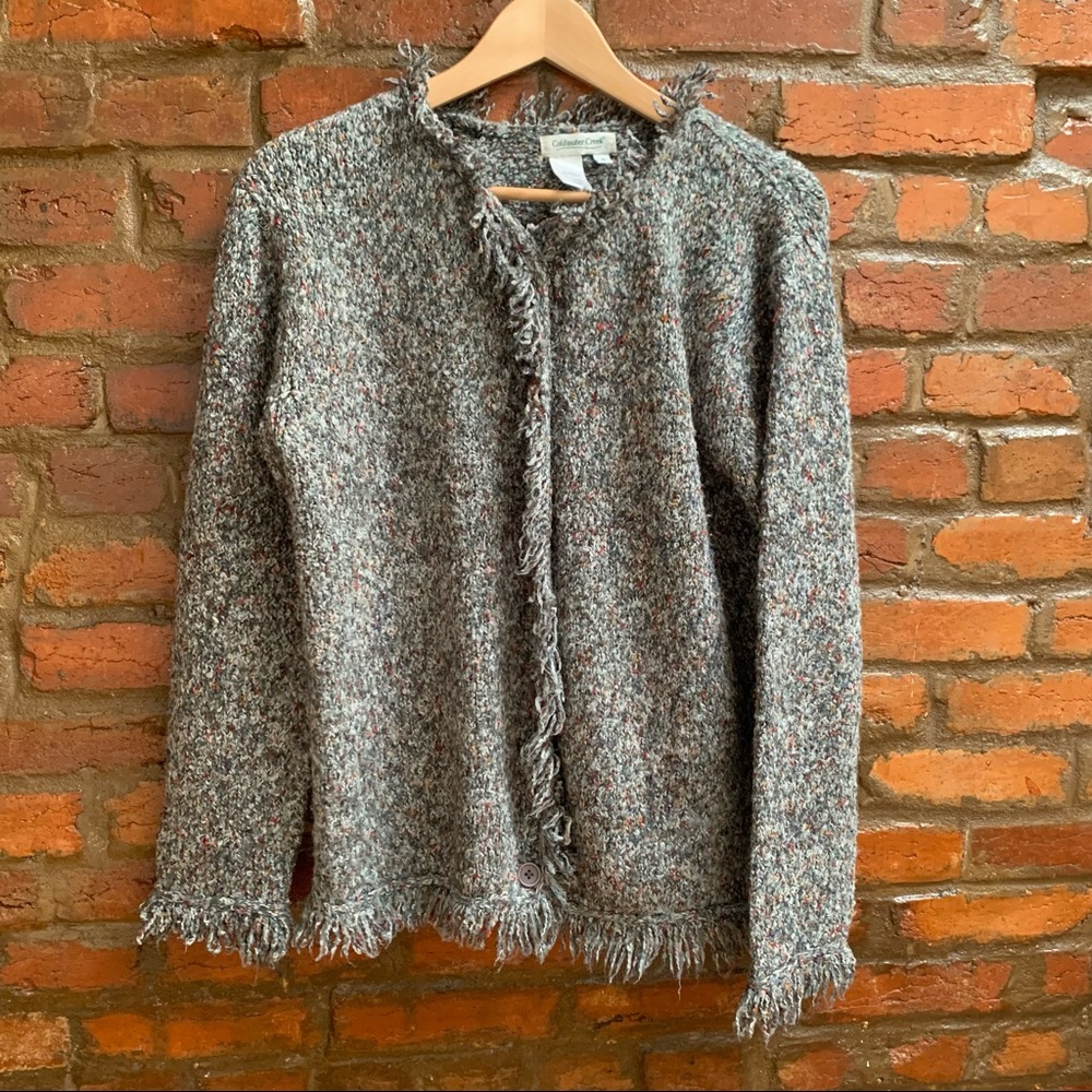 Coldwater Creek Vintage Gray Speckled Shaggy Sweater